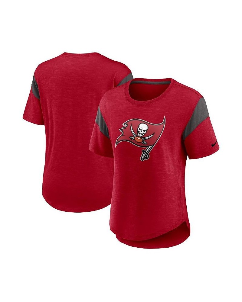 Women's Heather Red Tampa Bay Buccaneers Primary Logo Fashion Top Heather Red $25.00 Tops