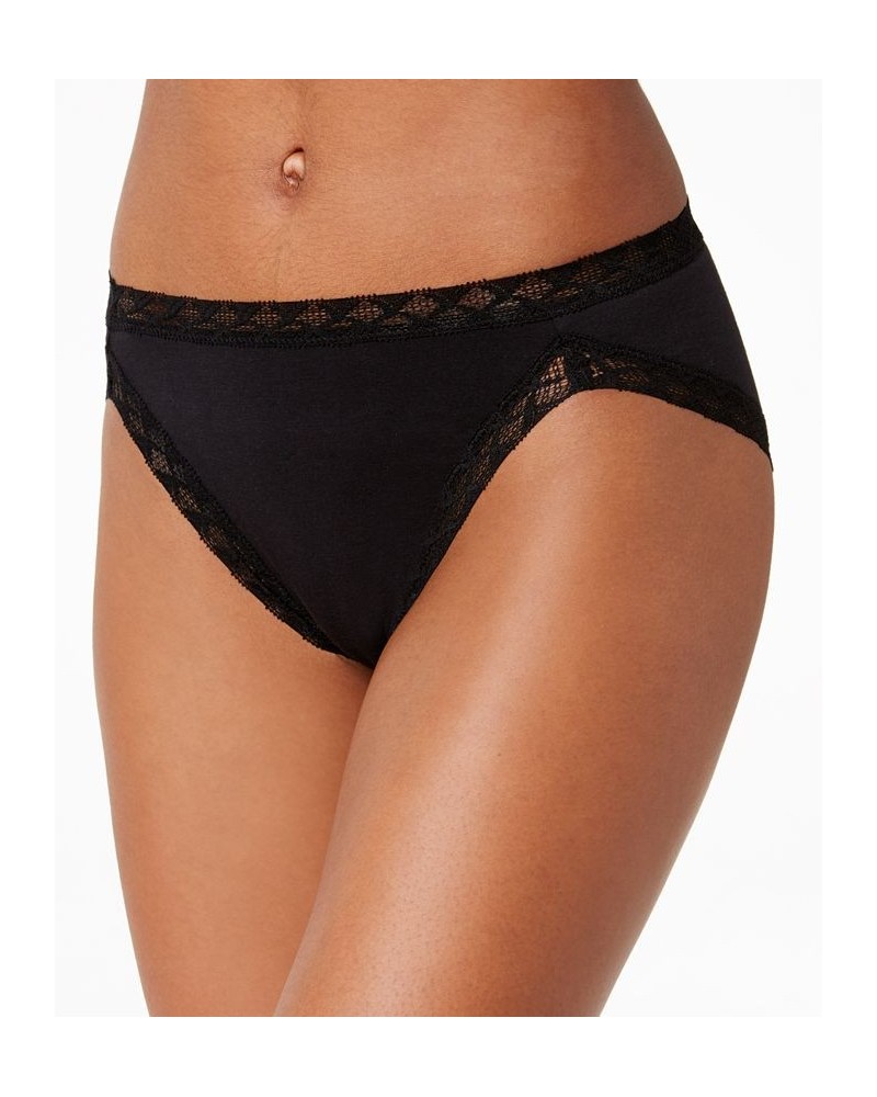 Bliss Lace-Trim Cotton French-Cut Brief Underwear 152058 Black $9.90 Underwears