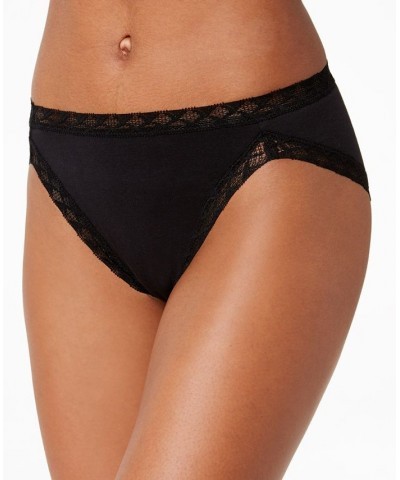 Bliss Lace-Trim Cotton French-Cut Brief Underwear 152058 Black $9.90 Underwears