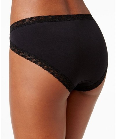 Bliss Lace-Trim Cotton French-Cut Brief Underwear 152058 Black $9.90 Underwears