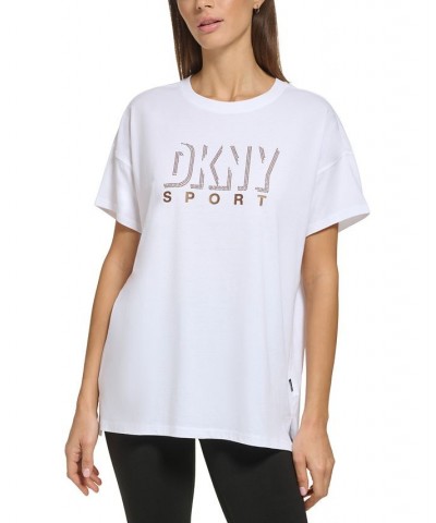 Women's Cotton Dropout Shadow Logo T-Shirt White/ Bronze $13.69 Tops