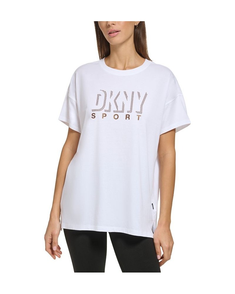 Women's Cotton Dropout Shadow Logo T-Shirt White/ Bronze $13.69 Tops