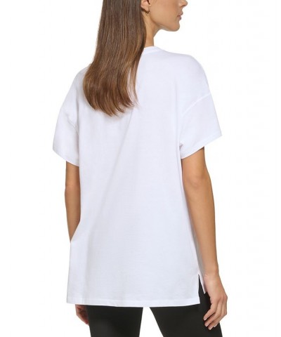 Women's Cotton Dropout Shadow Logo T-Shirt White/ Bronze $13.69 Tops