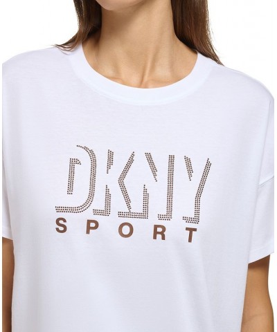 Women's Cotton Dropout Shadow Logo T-Shirt White/ Bronze $13.69 Tops