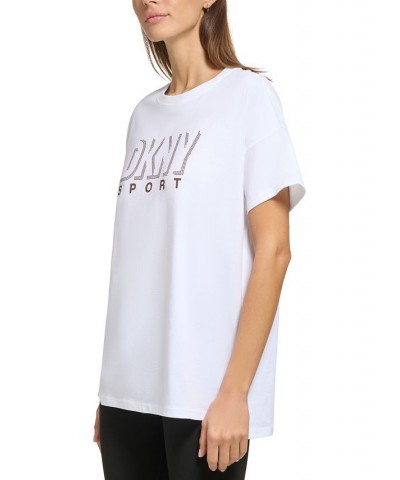 Women's Cotton Dropout Shadow Logo T-Shirt White/ Bronze $13.69 Tops