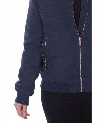 Plus Size Bomber Jacket Blue $33.54 Jackets