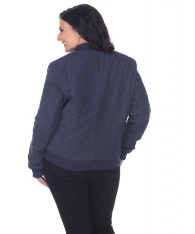 Plus Size Bomber Jacket Blue $33.54 Jackets