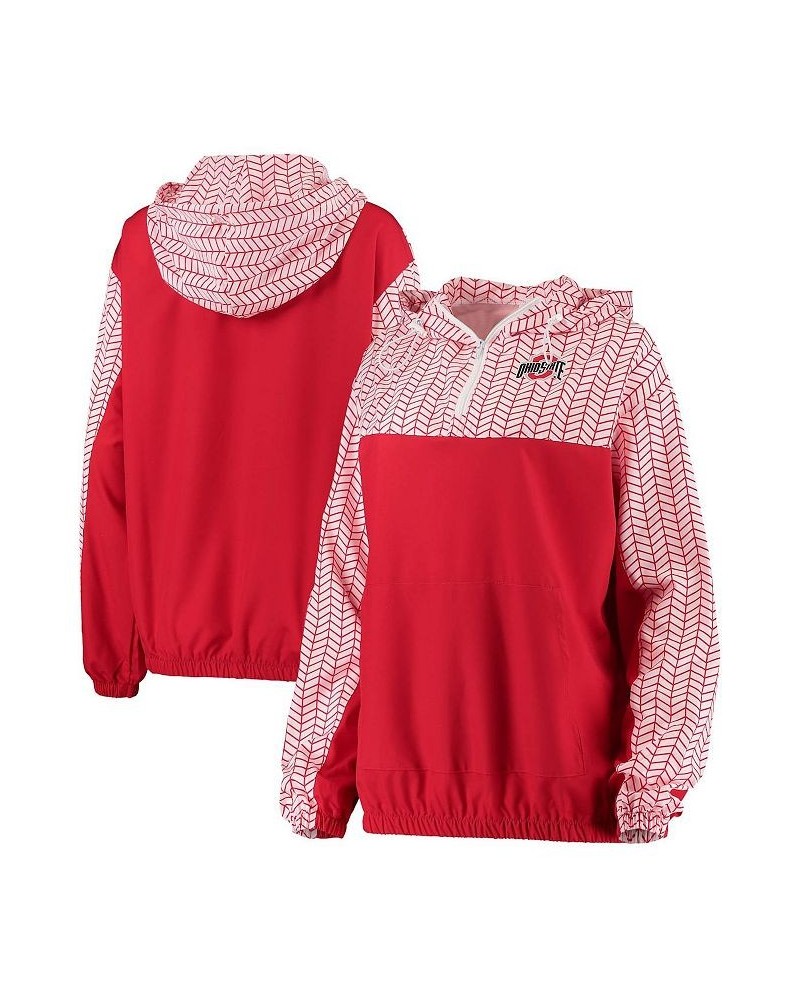 Women's Scarlet Ohio State Buckeyes Chevron Swishy Quarter-Zip Hoodie Jacket Scarlet $35.20 Jackets