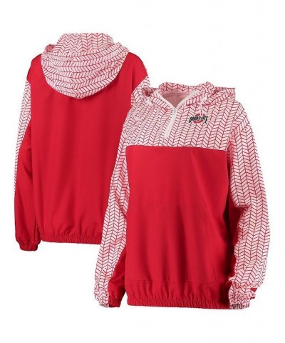 Women's Scarlet Ohio State Buckeyes Chevron Swishy Quarter-Zip Hoodie Jacket Scarlet $35.20 Jackets