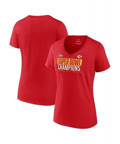 Women's Branded Red Kansas City Chiefs Super Bowl LVII Champions Foam Finger V-Neck T-shirt Red $20.70 Tops