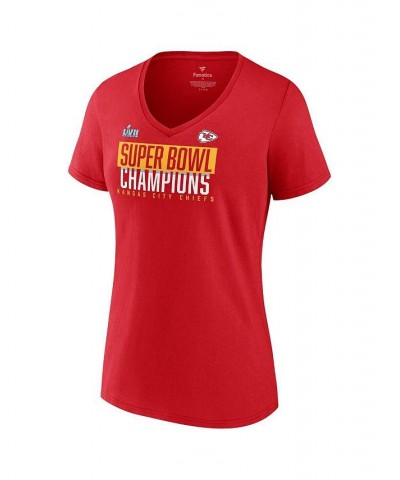 Women's Branded Red Kansas City Chiefs Super Bowl LVII Champions Foam Finger V-Neck T-shirt Red $20.70 Tops