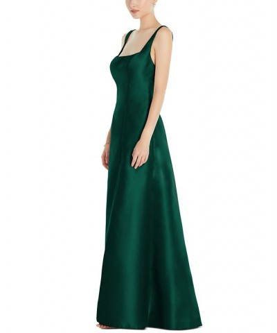 Front-Slit Satin Gown Green $86.72 Dresses