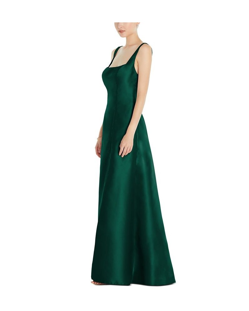 Front-Slit Satin Gown Green $86.72 Dresses