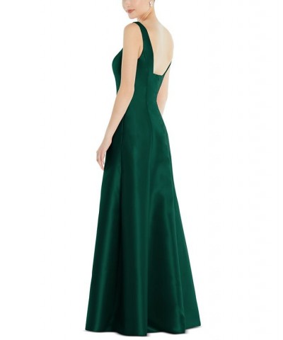 Front-Slit Satin Gown Green $86.72 Dresses