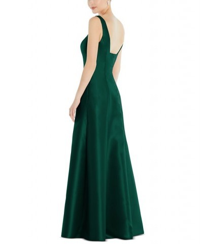 Front-Slit Satin Gown Green $86.72 Dresses