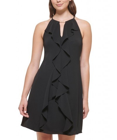 Halter-Neck Ruffle Dress Black $51.20 Dresses