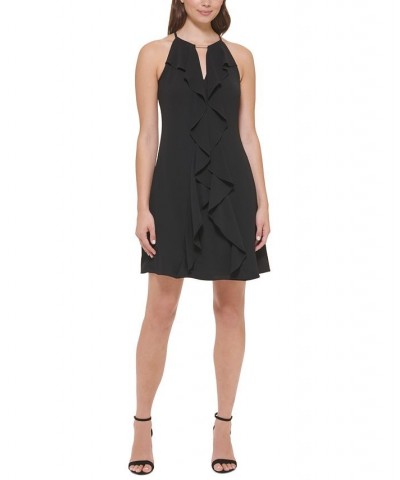 Halter-Neck Ruffle Dress Black $51.20 Dresses