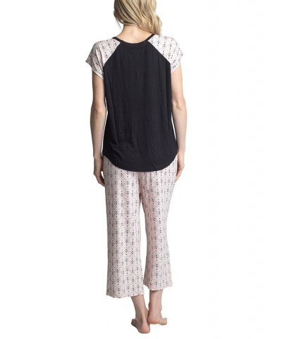 Women's Twinning 2-Pc. Short Sleeve & Capri Pajama Set Black $32.48 Sleepwear