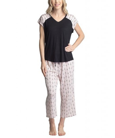 Women's Twinning 2-Pc. Short Sleeve & Capri Pajama Set Black $32.48 Sleepwear