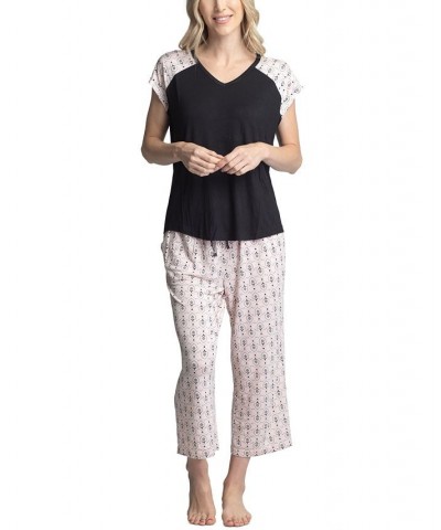 Women's Twinning 2-Pc. Short Sleeve & Capri Pajama Set Black $32.48 Sleepwear