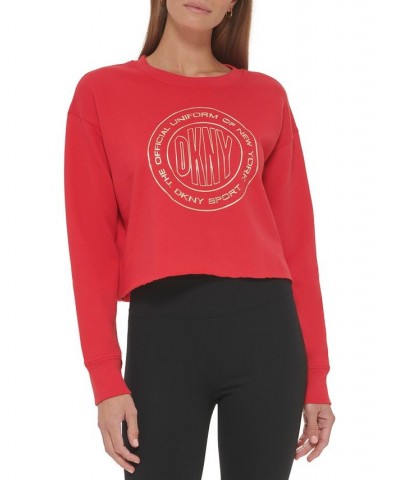 Women's Metallic Logo Long-Sleeve Top Red $17.09 Tops