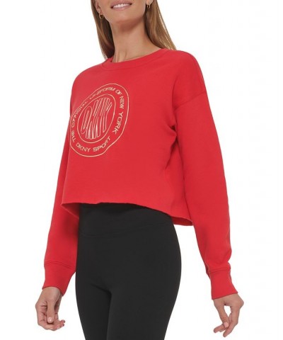 Women's Metallic Logo Long-Sleeve Top Red $17.09 Tops