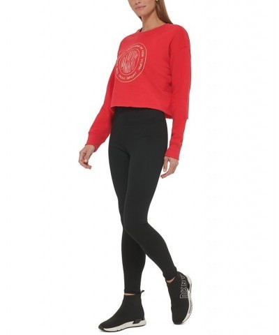 Women's Metallic Logo Long-Sleeve Top Red $17.09 Tops