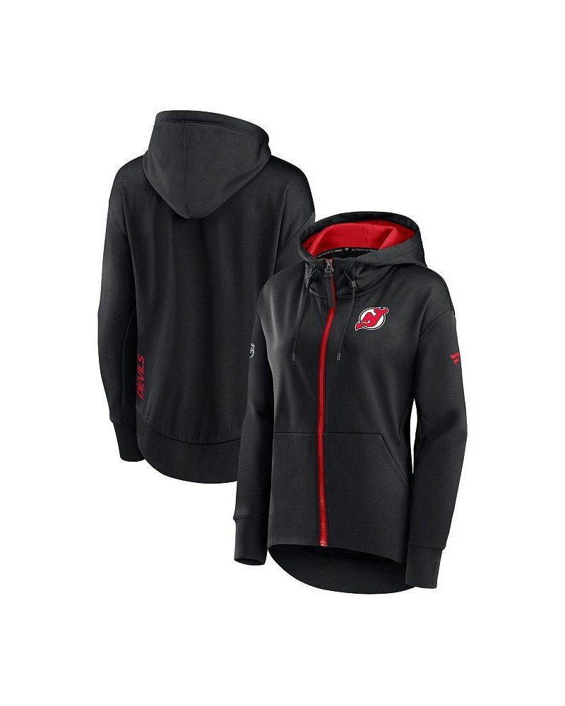 Women's Branded Black New Jersey Devils Authentic Pro Rink Full-zip Hoodie Black $47.29 Sweatshirts