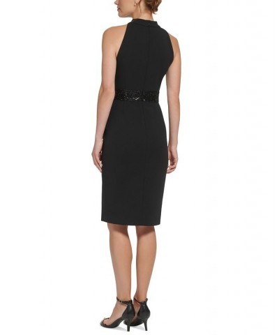 Women's Sequin-Bow Sleeveless Sheath Dress Black $80.64 Dresses