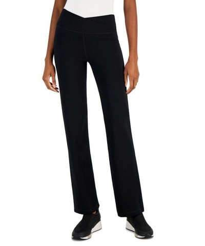 Petite Criss-Cross-Waistband Flare-Leg Pant Deep Black $12.54 Pants