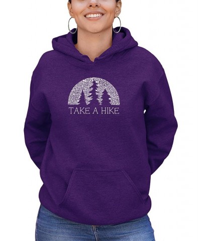 Women's Nature Lover Word Art Hooded Sweatshirt Purple $26.40 Tops