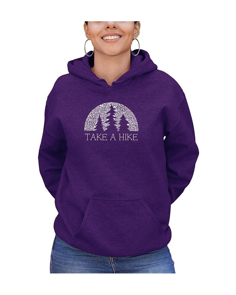 Women's Nature Lover Word Art Hooded Sweatshirt Purple $26.40 Tops