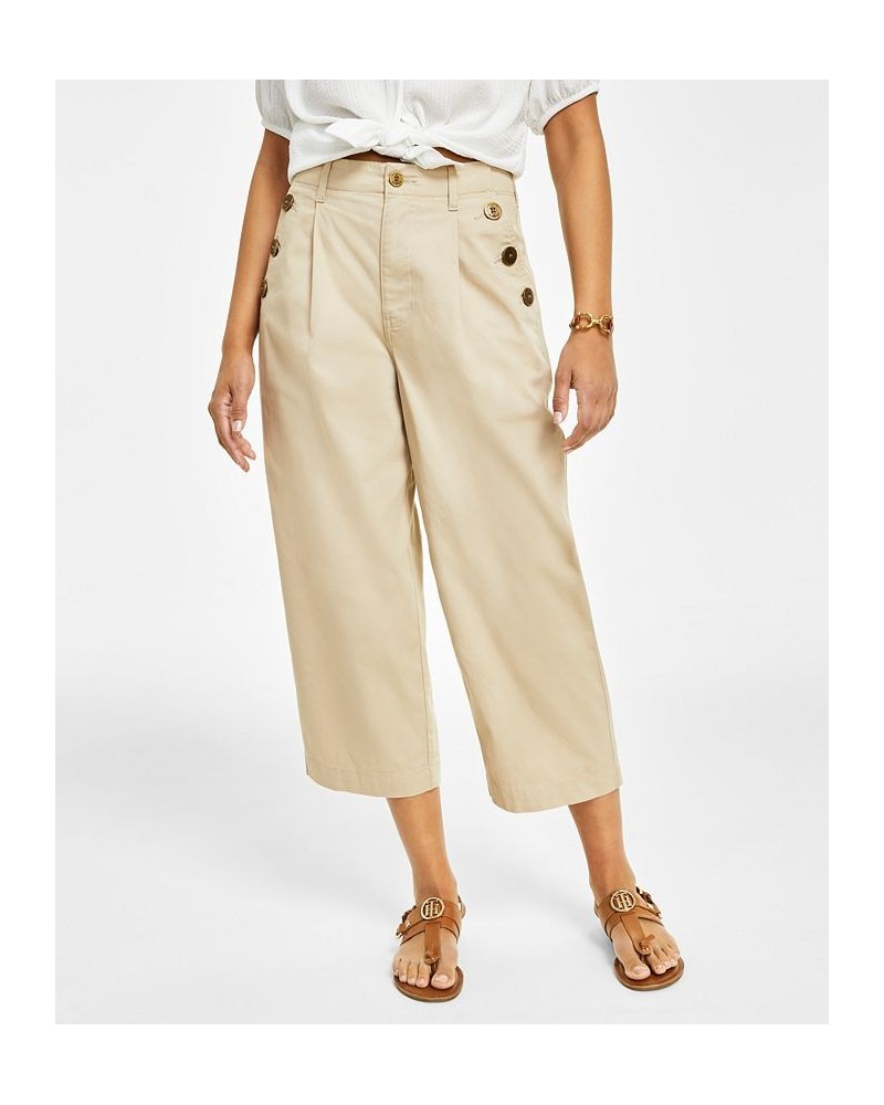 Women's Wide-Leg Sailor Chino Pants Tan/Beige $48.76 Pants