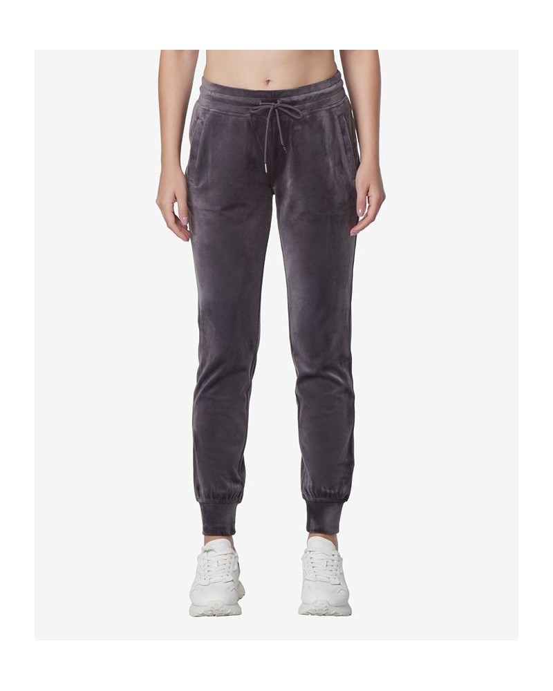 Women's Full Length Velvet Joggers Gray $25.26 Pants