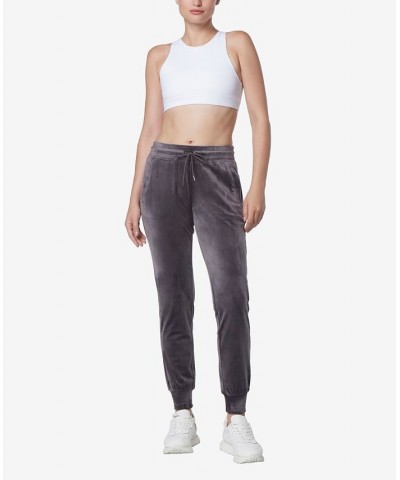 Women's Full Length Velvet Joggers Gray $25.26 Pants