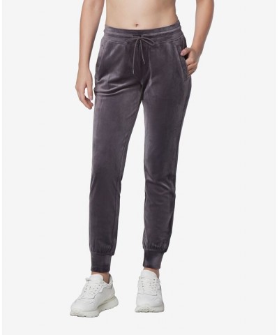 Women's Full Length Velvet Joggers Gray $25.26 Pants