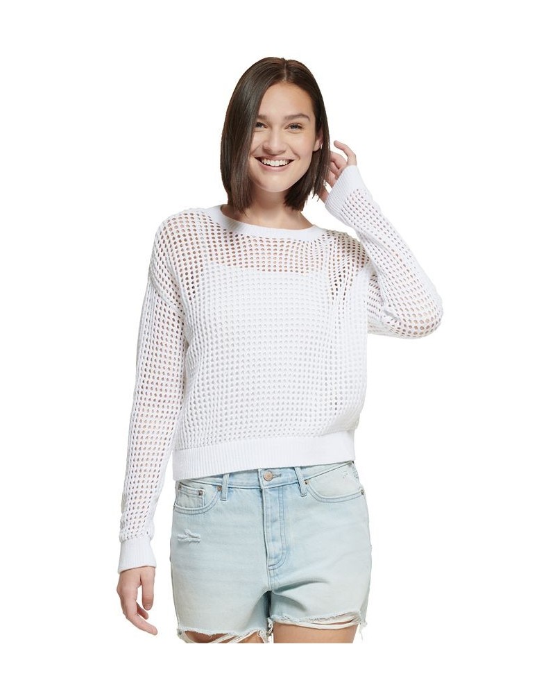 Petite Cotton Open-Stitch Sweater White $19.24 Sweaters