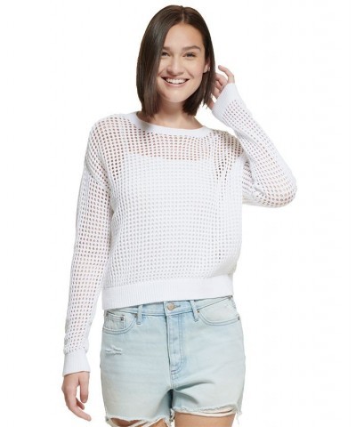 Petite Cotton Open-Stitch Sweater White $19.24 Sweaters