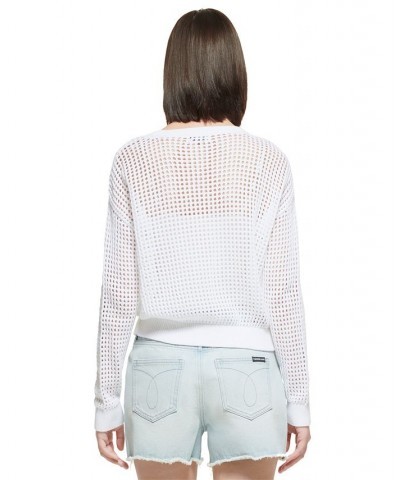 Petite Cotton Open-Stitch Sweater White $19.24 Sweaters