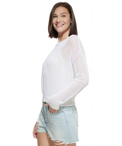 Petite Cotton Open-Stitch Sweater White $19.24 Sweaters