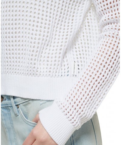 Petite Cotton Open-Stitch Sweater White $19.24 Sweaters