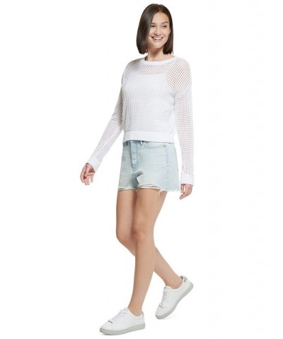 Petite Cotton Open-Stitch Sweater White $19.24 Sweaters