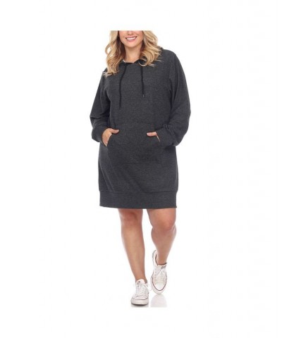 Women's Plus Size Hoodie Sweatshirt Dress Hot Pink $36.04 Dresses