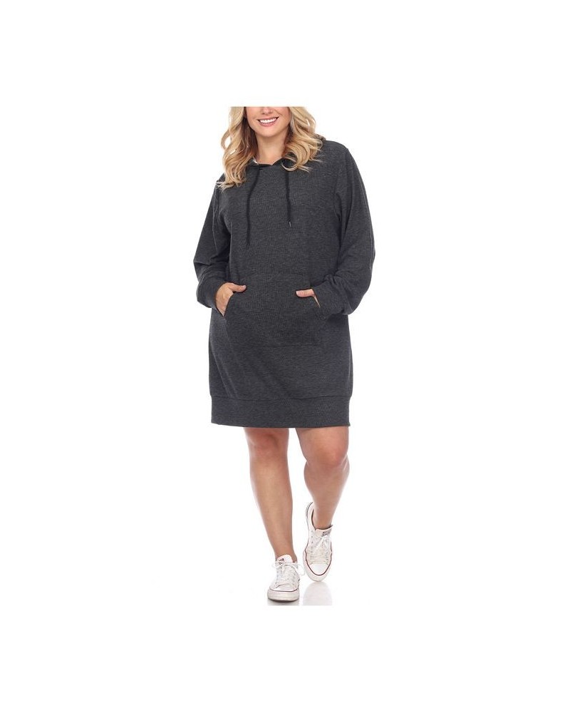 Women's Plus Size Hoodie Sweatshirt Dress Hot Pink $36.04 Dresses