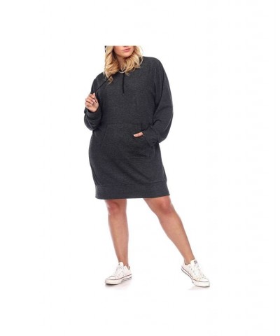 Women's Plus Size Hoodie Sweatshirt Dress Hot Pink $36.04 Dresses