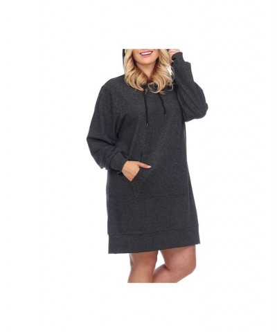 Women's Plus Size Hoodie Sweatshirt Dress Hot Pink $36.04 Dresses