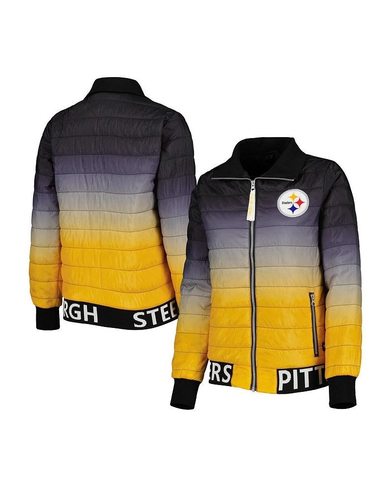 Women's Black Gold Pittsburgh Steelers Color Block Full-Zip Puffer Jacket Black, Gold $68.40 Jackets