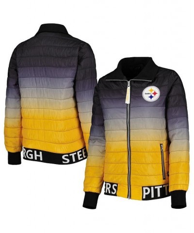 Women's Black Gold Pittsburgh Steelers Color Block Full-Zip Puffer Jacket Black, Gold $68.40 Jackets