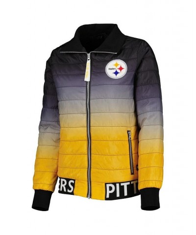 Women's Black Gold Pittsburgh Steelers Color Block Full-Zip Puffer Jacket Black, Gold $68.40 Jackets