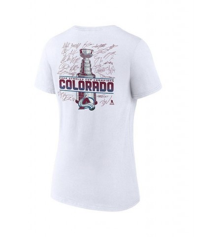 Women's Branded White Colorado Avalanche 2022 Stanley Cup Champions Signature Roster V-Neck T-shirt White $16.80 Tops